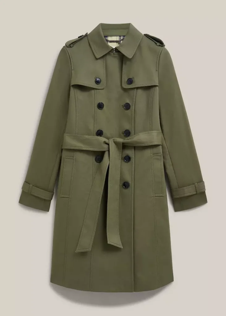 Skylar Shower Resistant Trench Coat, Olive Green, hi-res