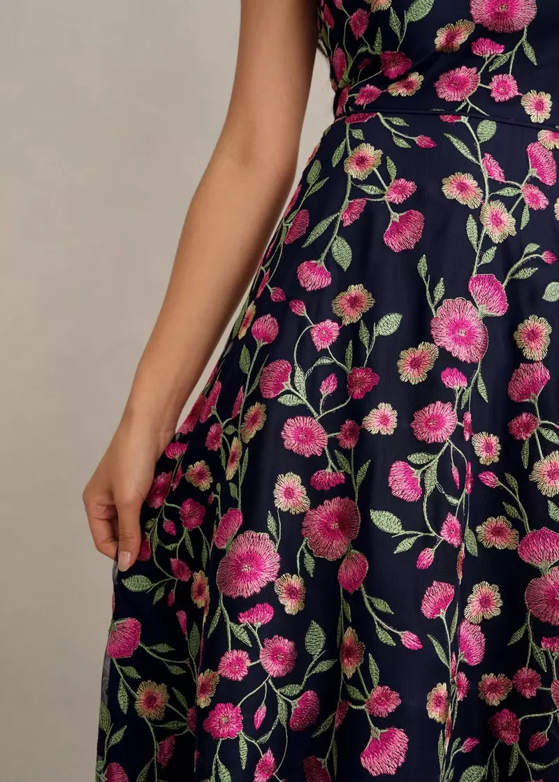 Petite Tia Embroidered Dress, Midnight Multi, hi-res