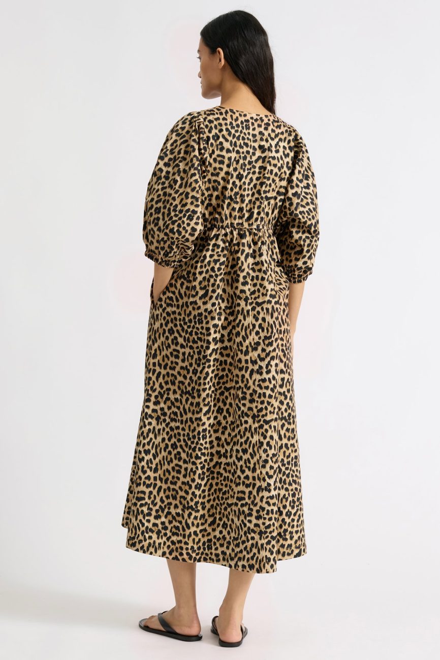 Animal Iconic V Neck Cotton Midi Dress
