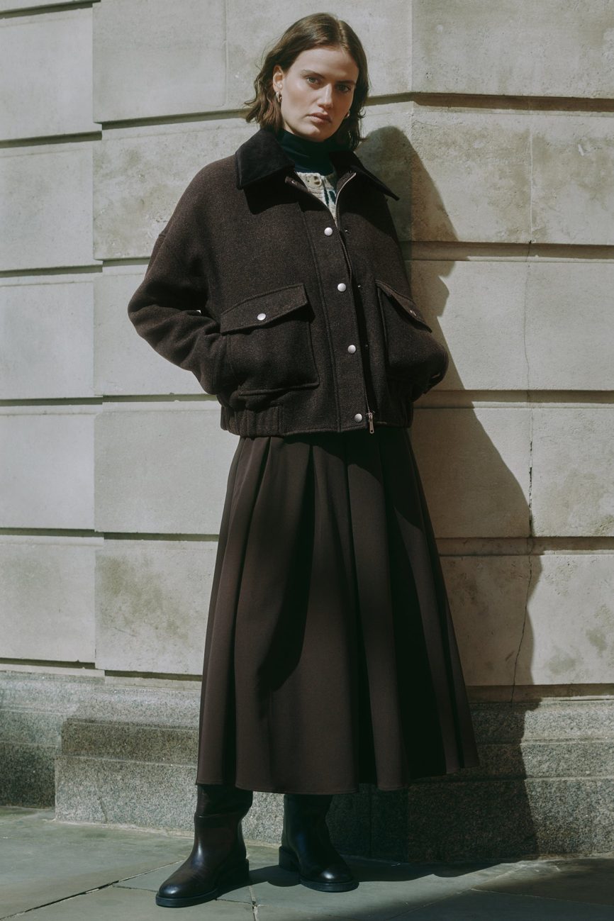 Chocolate Removable Collar Flannel Jacket