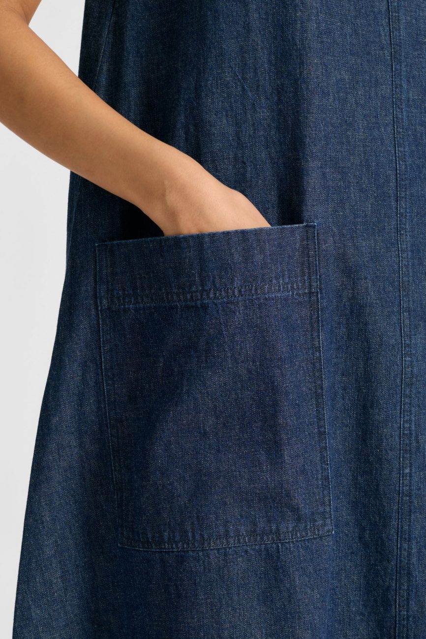 V Neck A Line Denim Dress