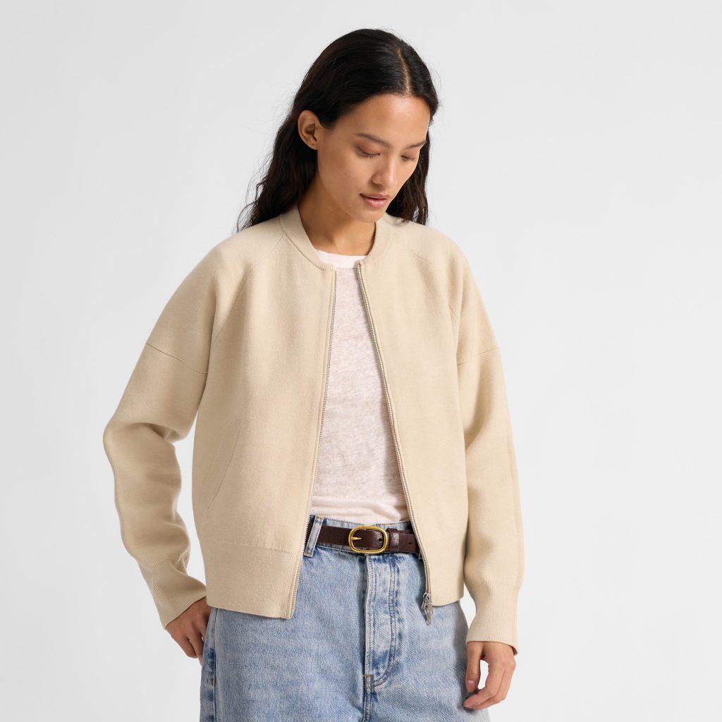 Cream Knitted Bomber