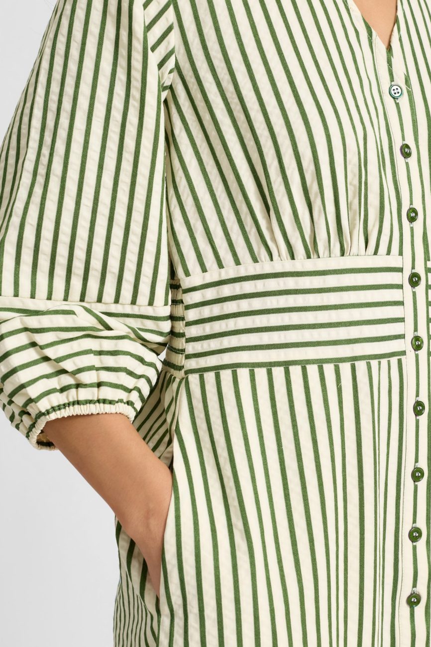 Green Stripe Shirtdress