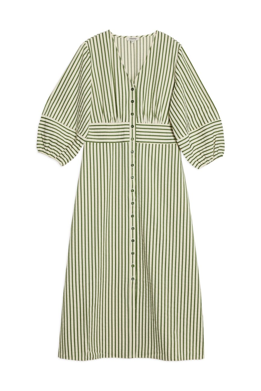 Green Stripe Shirtdress